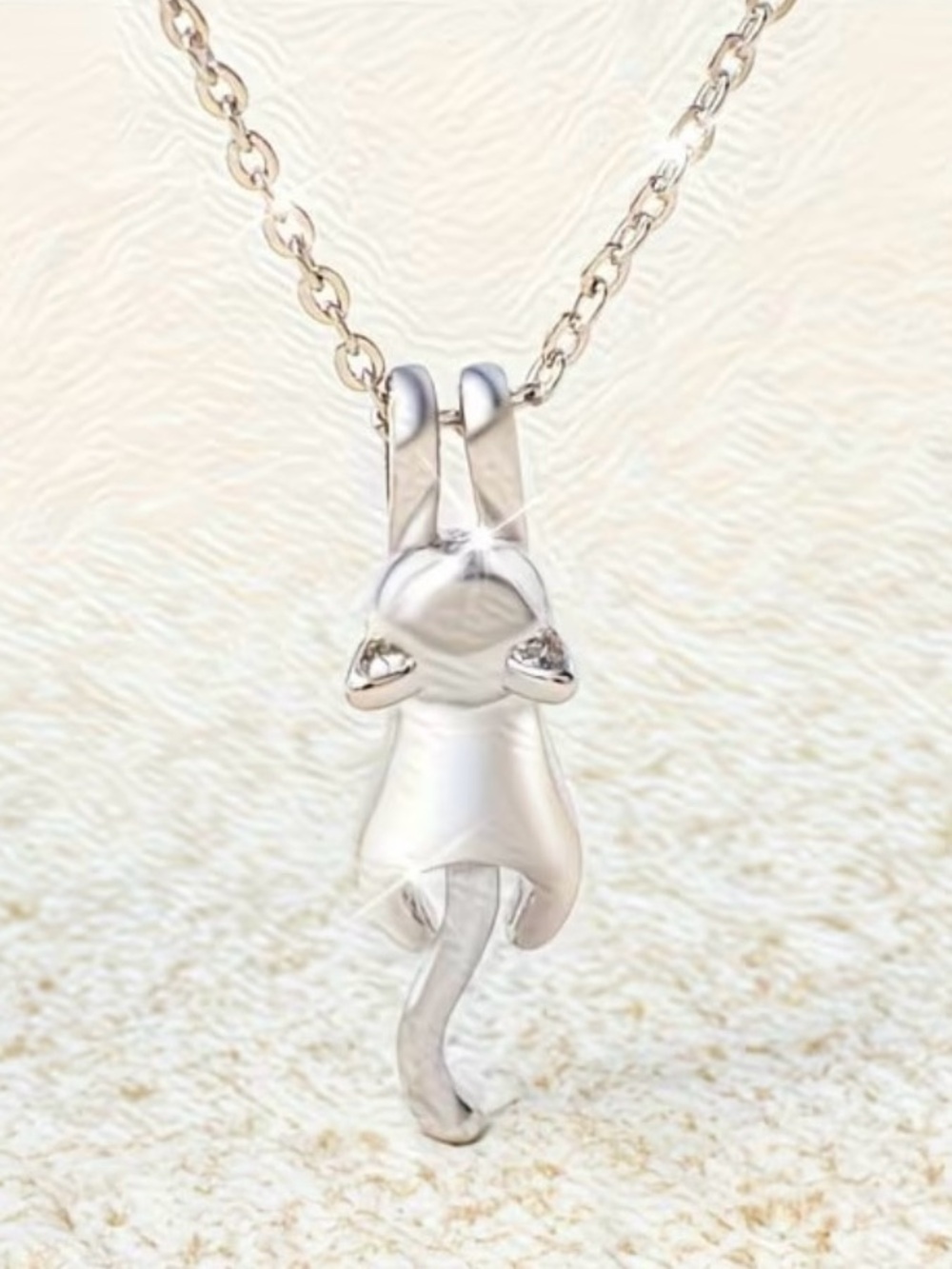 Silvery Cat Pendant Necklace - Elegant Cat Charm for Cat Lovers